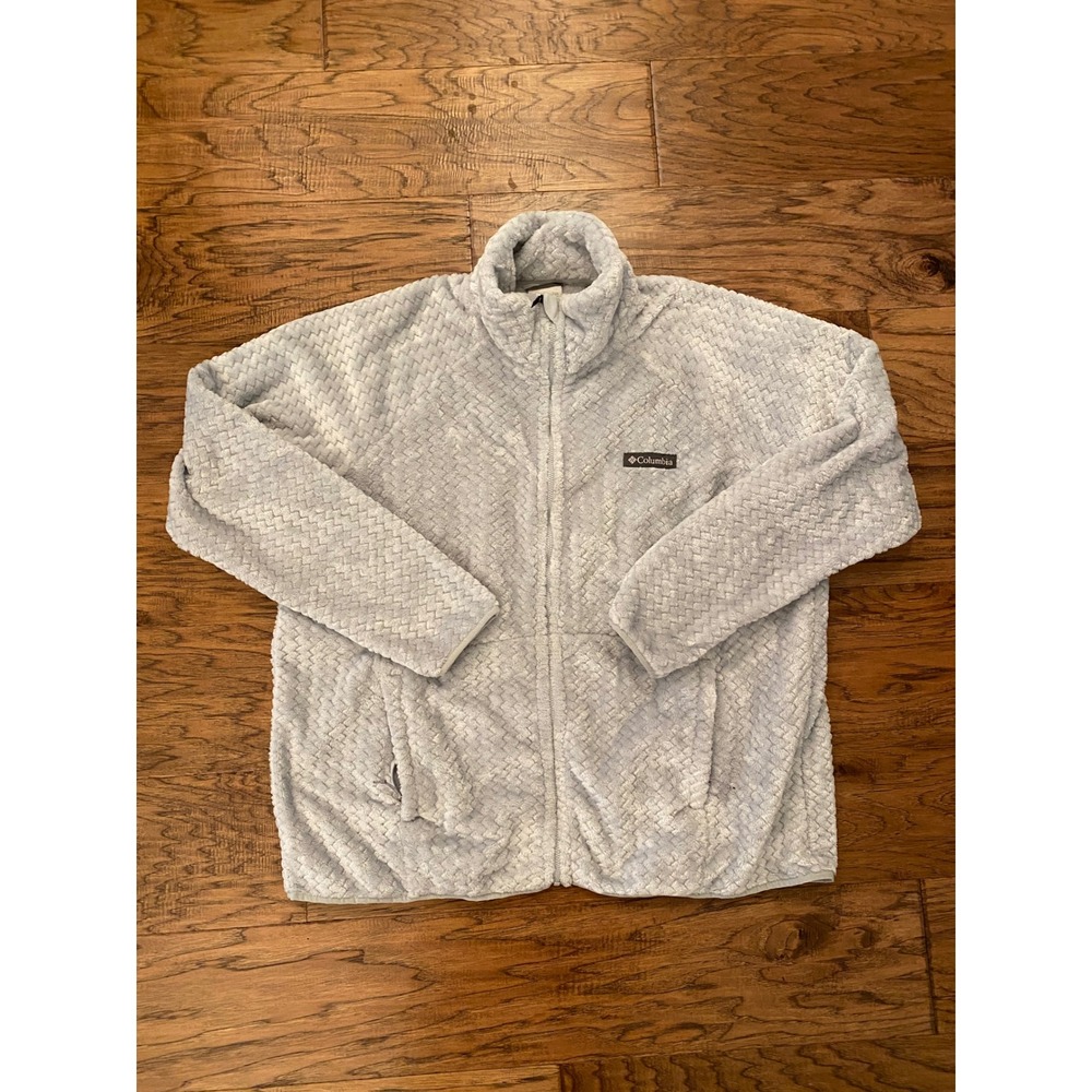 Columbia Fire Side II Sherpa Fleece Full Zip Jacket Womens XXL Light Grey